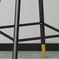 Glam Metal Barstool Velvet Footrest Low Back Stool in Matte Finish for Home