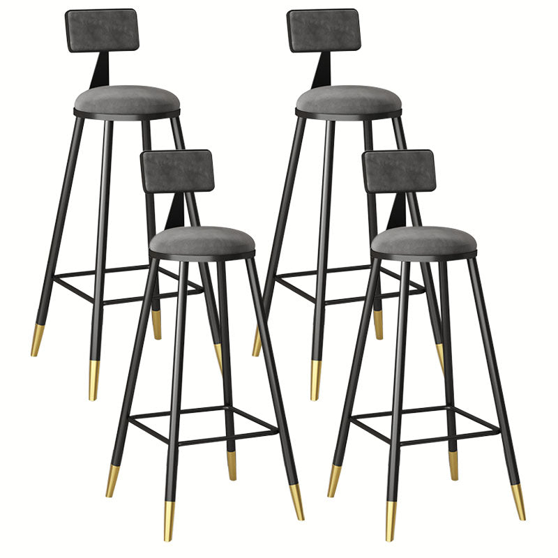 Glam Metal Barstool Velvet Footrest Low Back Stool in Matte Finish for Home Dark Gray 4 Piece Set Counter Stool(26"H) Clearhalo 'Bar Furniture' 'Bar Stools' 'bar_stools' 'furn' 'furn_bar_stools' 'Furniture' 'Kitchen & Dining Furniture' 6004792