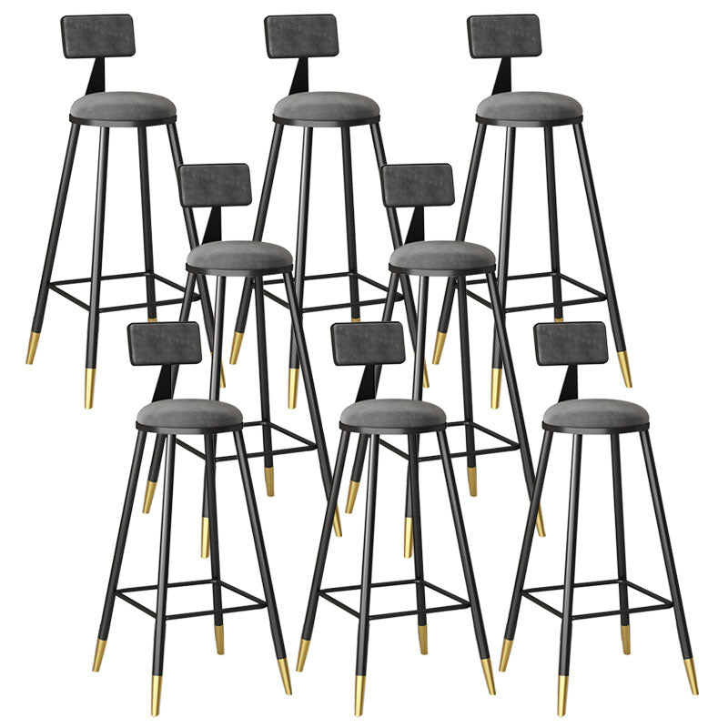 Glam Metal Barstool Velvet Footrest Low Back Stool in Matte Finish for Home Dark Gray 8 Piece Set Counter Stool(26"H) Clearhalo 'Bar Furniture' 'Bar Stools' 'bar_stools' 'furn' 'furn_bar_stools' 'Furniture' 'Kitchen & Dining Furniture' 6004795