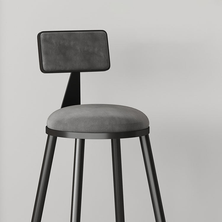 Glam Metal Barstool Velvet Footrest Low Back Stool in Matte Finish for Home Clearhalo 'Bar Furniture' 'Bar Stools' 'bar_stools' 'furn' 'furn_bar_stools' 'Furniture' 'Kitchen & Dining Furniture' 6004796