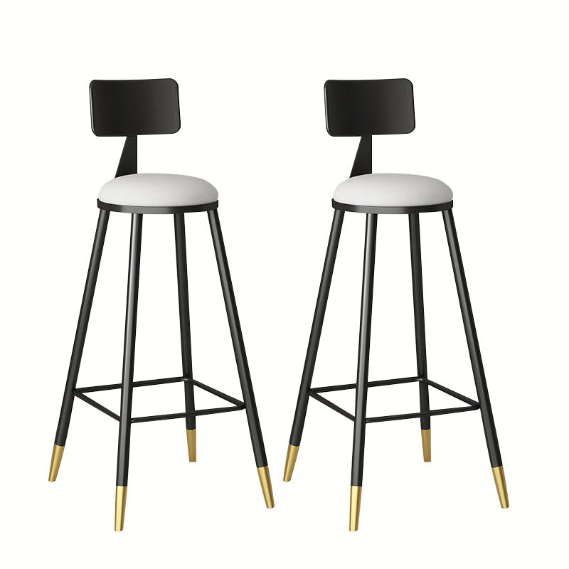 Glam Metal Barstool Velvet Footrest Low Back Stool in Matte Finish for Home White 2 Piece Set Clearhalo 'Bar Furniture' 'Bar Stools' 'bar_stools' 'furn' 'furn_bar_stools' 'Furniture' 'Kitchen & Dining Furniture' 6004797