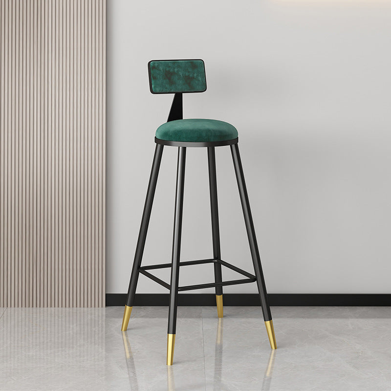 Glam Metal Barstool Velvet Footrest Low Back Stool in Matte Finish for Home Clearhalo 'Bar Furniture' 'Bar Stools' 'bar_stools' 'furn' 'furn_bar_stools' 'Furniture' 'Kitchen & Dining Furniture' 6004798