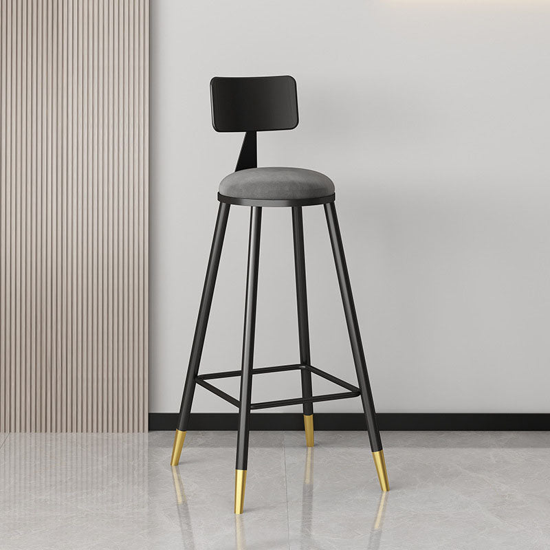 Glam Metal Barstool Velvet Footrest Low Back Stool in Matte Finish for Home Clearhalo 'Bar Furniture' 'Bar Stools' 'bar_stools' 'furn' 'furn_bar_stools' 'Furniture' 'Kitchen & Dining Furniture' 6004799