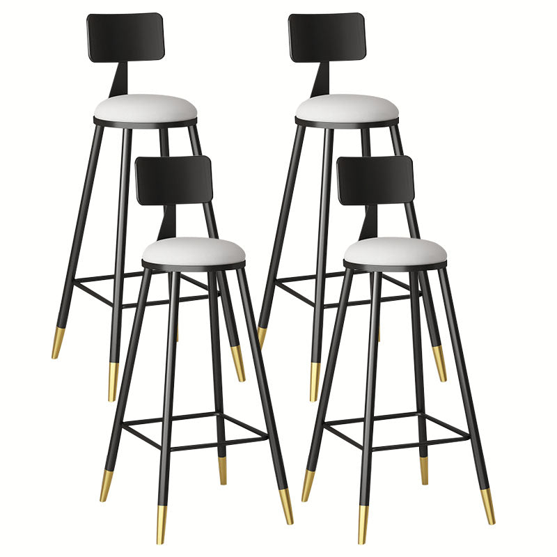 Glam Metal Barstool Velvet Footrest Low Back Stool in Matte Finish for Home White 4 Piece Set Clearhalo 'Bar Furniture' 'Bar Stools' 'bar_stools' 'furn' 'furn_bar_stools' 'Furniture' 'Kitchen & Dining Furniture' 6004800