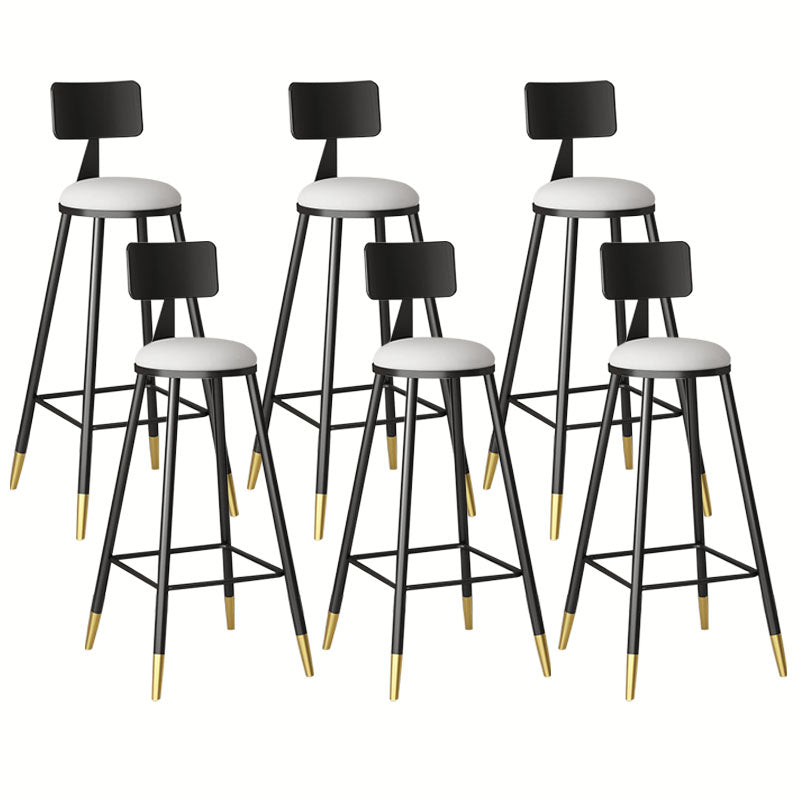 Glam Metal Barstool Velvet Footrest Low Back Stool in Matte Finish for Home White 6 Piece Set Clearhalo 'Bar Furniture' 'Bar Stools' 'bar_stools' 'furn' 'furn_bar_stools' 'Furniture' 'Kitchen & Dining Furniture' 6004801