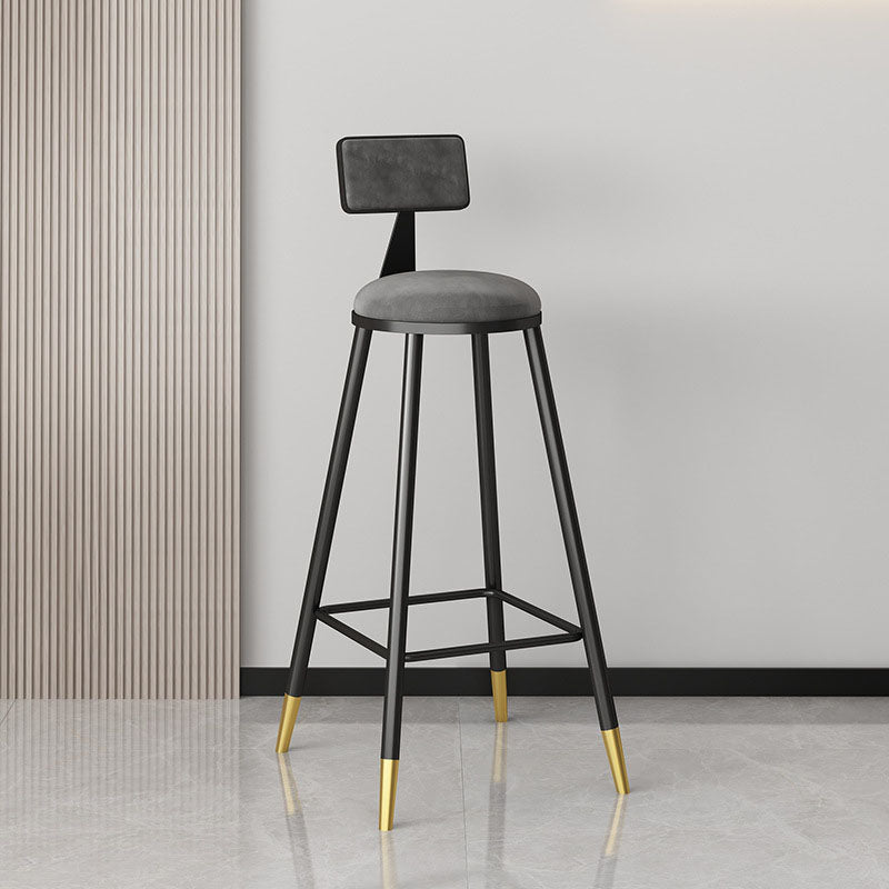 Glam Metal Barstool Velvet Footrest Low Back Stool in Matte Finish for Home Clearhalo 'Bar Furniture' 'Bar Stools' 'bar_stools' 'furn' 'furn_bar_stools' 'Furniture' 'Kitchen & Dining Furniture' 6004802