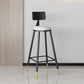 Glam Metal Barstool Velvet Footrest Low Back Stool in Matte Finish for Home