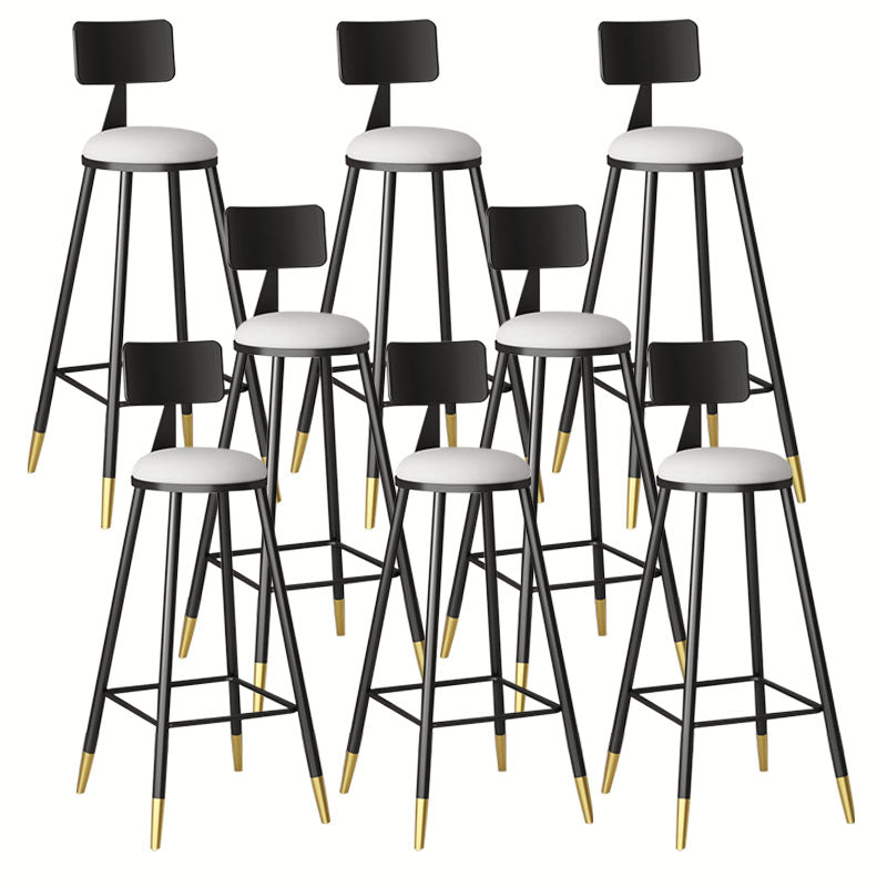 Glam Metal Barstool Velvet Footrest Low Back Stool in Matte Finish for Home White 8 Piece Set Clearhalo 'Bar Furniture' 'Bar Stools' 'bar_stools' 'furn' 'furn_bar_stools' 'Furniture' 'Kitchen & Dining Furniture' 6004804