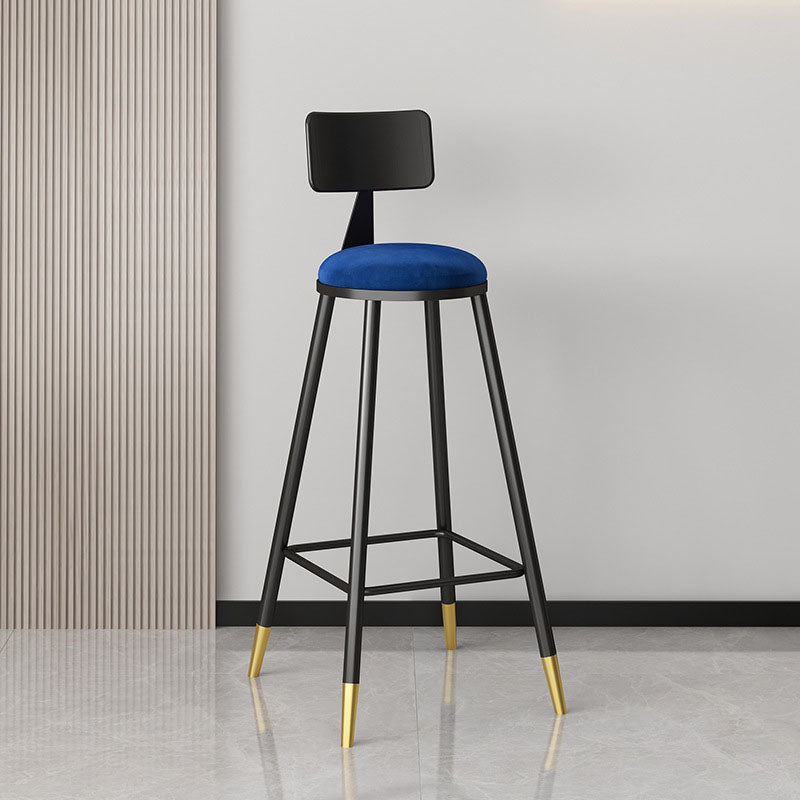 Glam Metal Barstool Velvet Footrest Low Back Stool in Matte Finish for Home Clearhalo 'Bar Furniture' 'Bar Stools' 'bar_stools' 'furn' 'furn_bar_stools' 'Furniture' 'Kitchen & Dining Furniture' 6004805