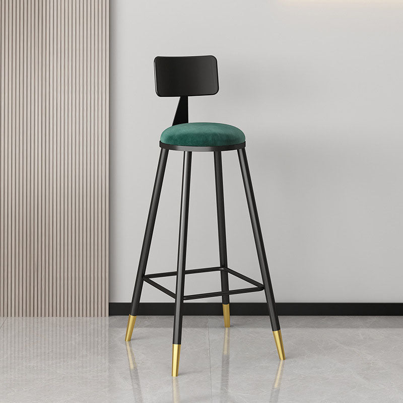 Glam Metal Barstool Velvet Footrest Low Back Stool in Matte Finish for Home Clearhalo 'Bar Furniture' 'Bar Stools' 'bar_stools' 'furn' 'furn_bar_stools' 'Furniture' 'Kitchen & Dining Furniture' 6004808