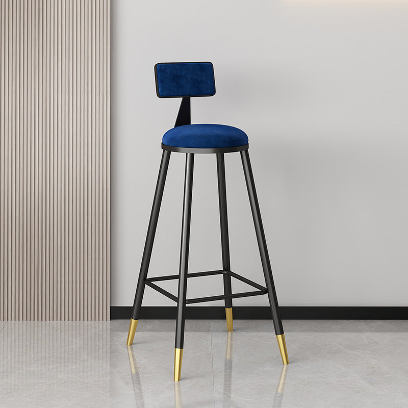 Glam Metal Barstool Velvet Footrest Low Back Stool in Matte Finish for Home Clearhalo 'Bar Furniture' 'Bar Stools' 'bar_stools' 'furn' 'furn_bar_stools' 'Furniture' 'Kitchen & Dining Furniture' 6004809