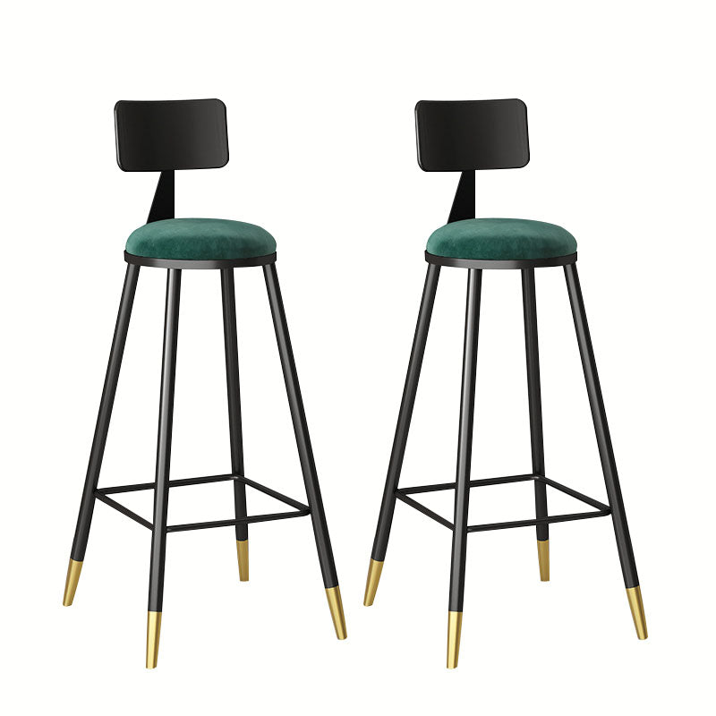 Glam Metal Barstool Velvet Footrest Low Back Stool in Matte Finish for Home Green 2 Piece Set Clearhalo 'Bar Furniture' 'Bar Stools' 'bar_stools' 'furn' 'furn_bar_stools' 'Furniture' 'Kitchen & Dining Furniture' 6004812