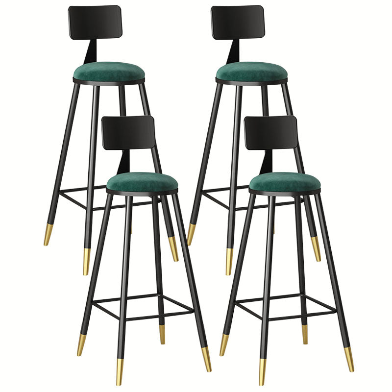 Glam Metal Barstool Velvet Footrest Low Back Stool in Matte Finish for Home Green 4 Piece Set Clearhalo 'Bar Furniture' 'Bar Stools' 'bar_stools' 'furn' 'furn_bar_stools' 'Furniture' 'Kitchen & Dining Furniture' 6004813