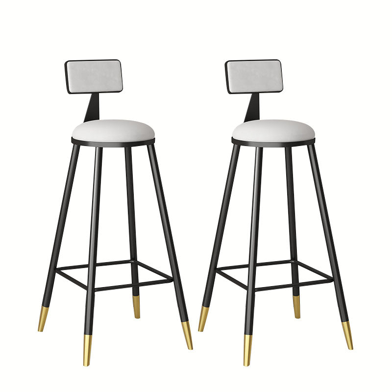 Glam Metal Barstool Velvet Footrest Low Back Stool in Matte Finish for Home Gloss White 2 Piece Set Clearhalo 'Bar Furniture' 'Bar Stools' 'bar_stools' 'furn' 'furn_bar_stools' 'Furniture' 'Kitchen & Dining Furniture' 6004815
