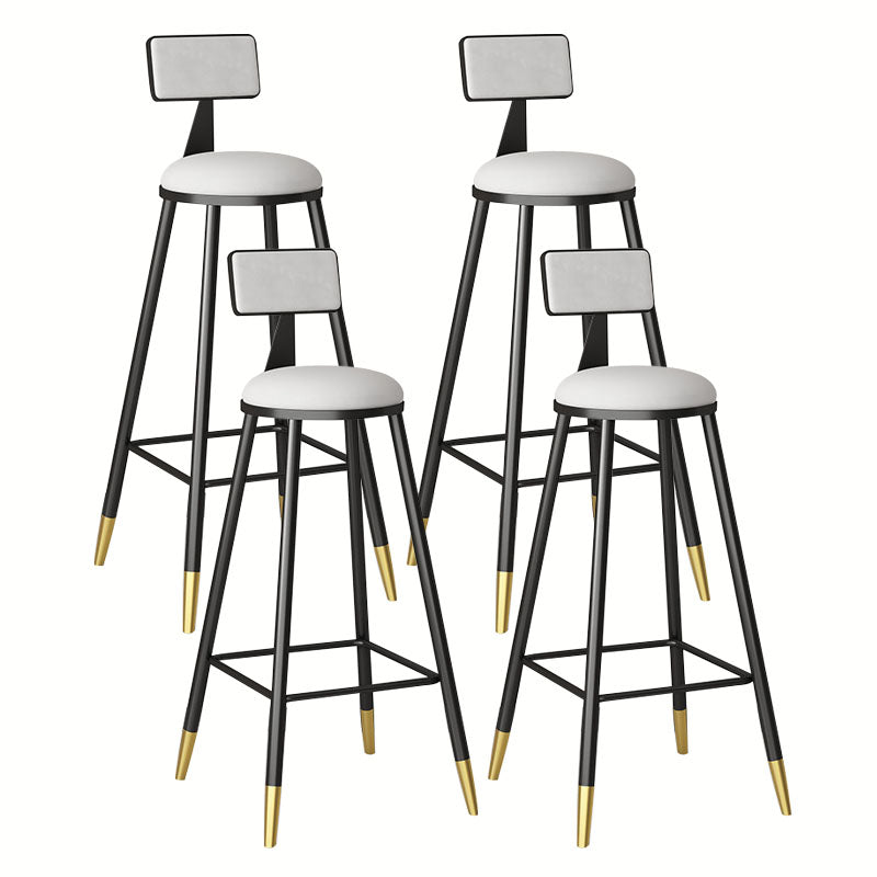Glam Metal Barstool Velvet Footrest Low Back Stool in Matte Finish for Home Gloss White 4 Piece Set Clearhalo 'Bar Furniture' 'Bar Stools' 'bar_stools' 'furn' 'furn_bar_stools' 'Furniture' 'Kitchen & Dining Furniture' 6004816