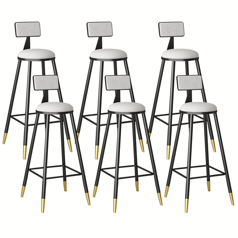 Glam Metal Barstool Velvet Footrest Low Back Stool in Matte Finish for Home Gloss White 6 Piece Set Clearhalo 'Bar Furniture' 'Bar Stools' 'bar_stools' 'furn' 'furn_bar_stools' 'Furniture' 'Kitchen & Dining Furniture' 6004817