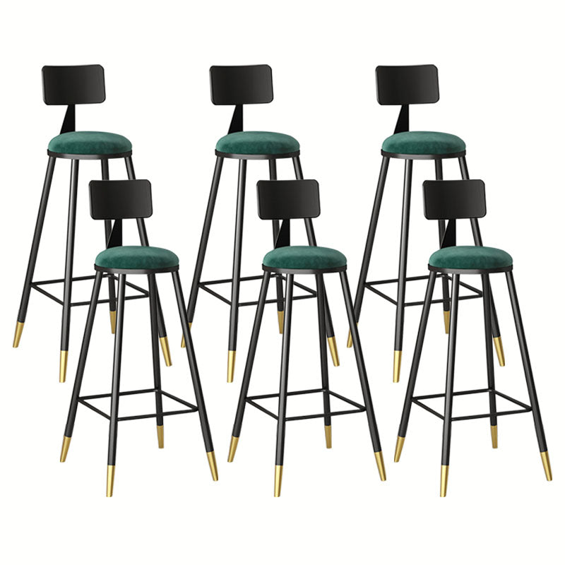 Glam Metal Barstool Velvet Footrest Low Back Stool in Matte Finish for Home Dark Army Green 6 Piece Set Clearhalo 'Bar Furniture' 'Bar Stools' 'bar_stools' 'furn' 'furn_bar_stools' 'Furniture' 'Kitchen & Dining Furniture' 6004824