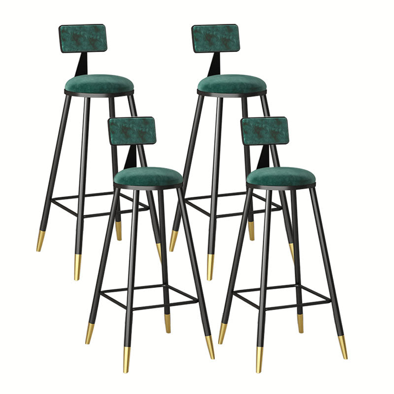 Glam Metal Barstool Velvet Footrest Low Back Stool in Matte Finish for Home Dark Blue 4 Piece Set Clearhalo 'Bar Furniture' 'Bar Stools' 'bar_stools' 'furn' 'furn_bar_stools' 'Furniture' 'Kitchen & Dining Furniture' 6004826
