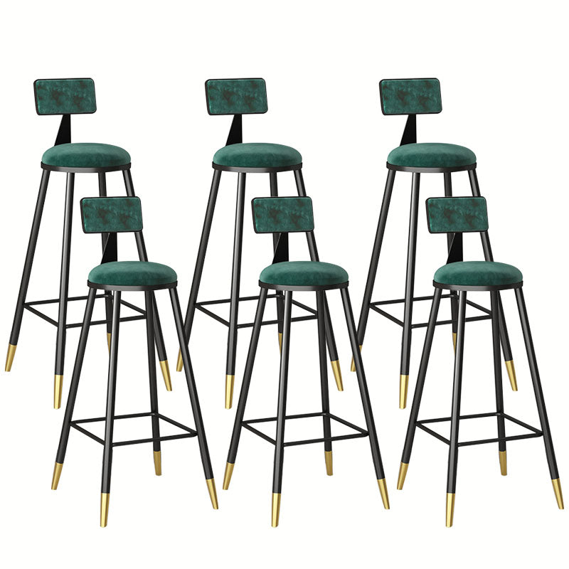 Glam Metal Barstool Velvet Footrest Low Back Stool in Matte Finish for Home Dark Blue 6 Piece Set Clearhalo 'Bar Furniture' 'Bar Stools' 'bar_stools' 'furn' 'furn_bar_stools' 'Furniture' 'Kitchen & Dining Furniture' 6004827