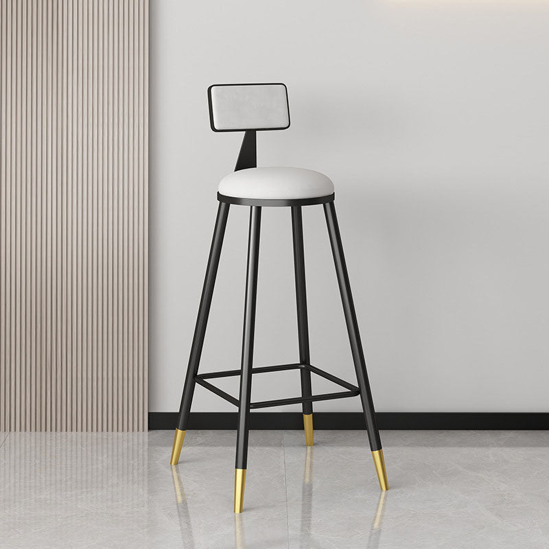 Glam Metal Barstool Velvet Footrest Low Back Stool in Matte Finish for Home Gloss White 1 Piece Bar Stool(30"H) Clearhalo 'Bar Furniture' 'Bar Stools' 'bar_stools' 'furn' 'furn_bar_stools' 'Furniture' 'Kitchen & Dining Furniture' 6004828