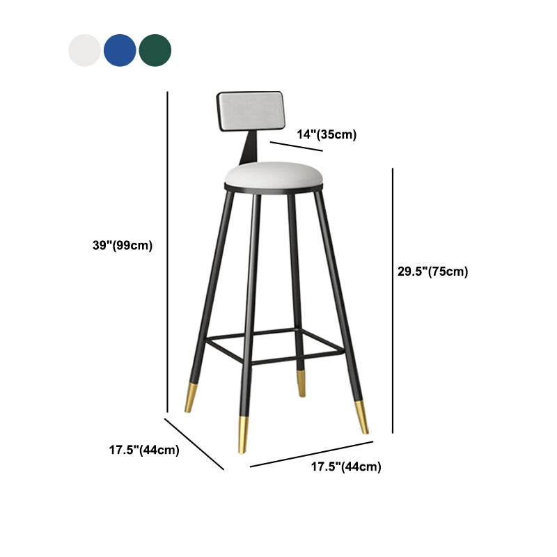 Glam Metal Barstool Velvet Footrest Low Back Stool in Matte Finish for Home Clearhalo 'Bar Furniture' 'Bar Stools' 'bar_stools' 'furn' 'furn_bar_stools' 'Furniture' 'Kitchen & Dining Furniture' 6004829