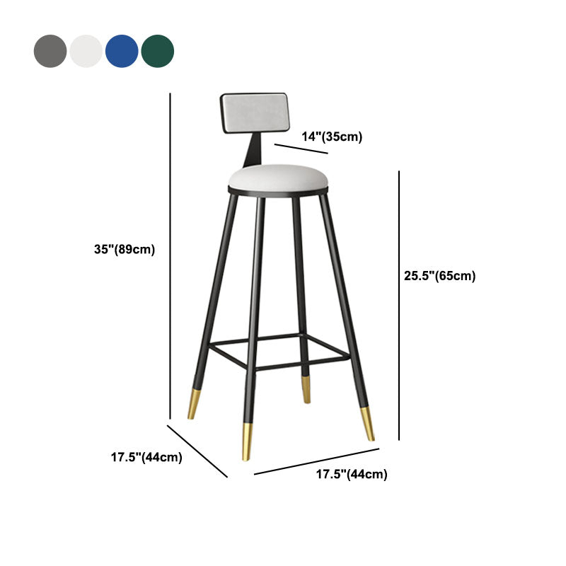Glam Metal Barstool Velvet Footrest Low Back Stool in Matte Finish for Home Clearhalo 'Bar Furniture' 'Bar Stools' 'bar_stools' 'furn' 'furn_bar_stools' 'Furniture' 'Kitchen & Dining Furniture' 6004832