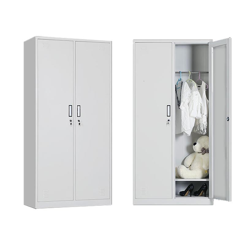 White Steel Wardrobe Cabinet Contemporary Hinged Wardrobe Armoire