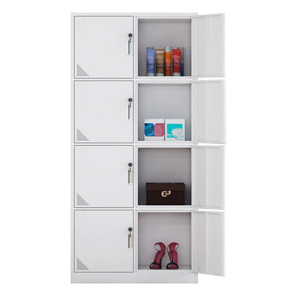Contemporary Style Home Wardrobe Steel Wardrobe Closet with Doors 33"L x 15"W x 71"H White 8