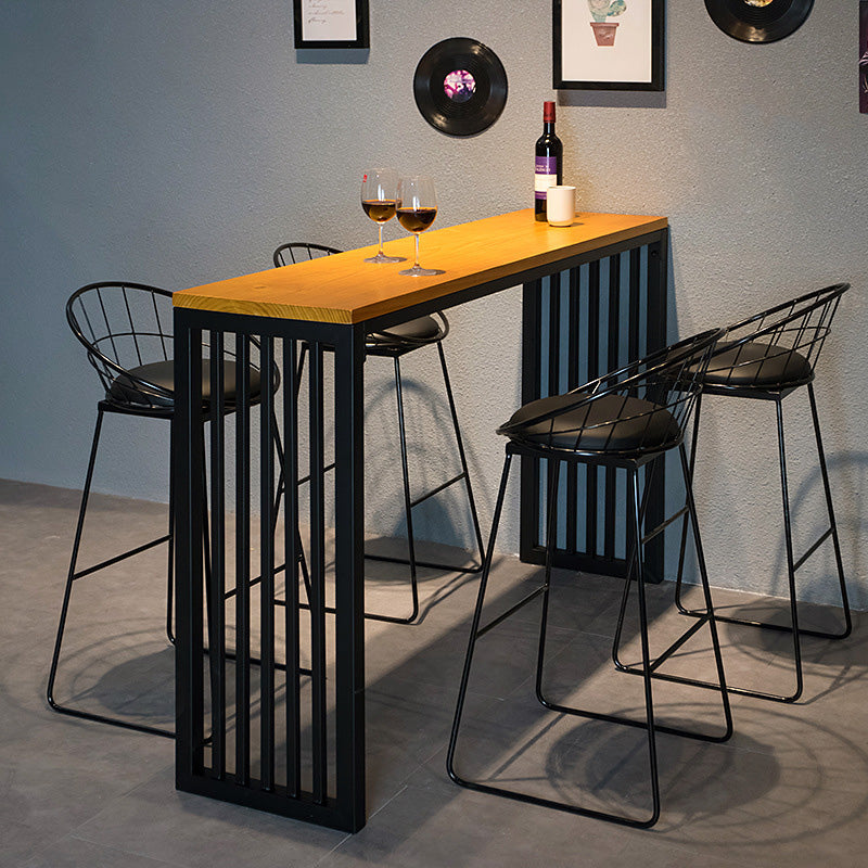 Industrial Wooden Bar Table Set 1/2/5 Pieces Rectangle Bar Table with High Stools