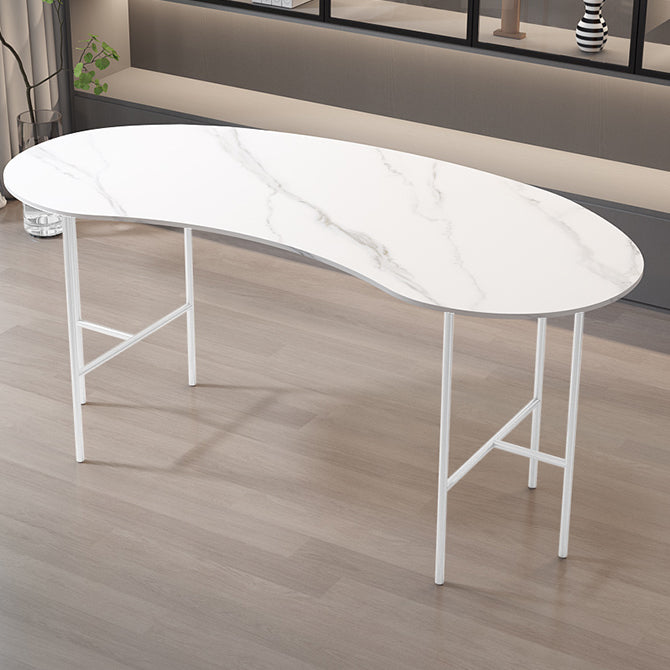 Escritorio de escritura curva glamorosa escritorio de oficina de piedra casera con patas de metal