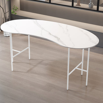 Escritorio de escritura curva glamorosa escritorio de oficina de piedra casera con patas de metal