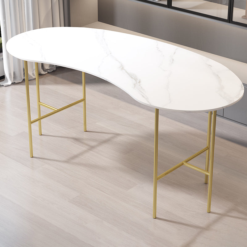 Escritorio de escritura curva glamorosa escritorio de oficina de piedra casera con patas de metal