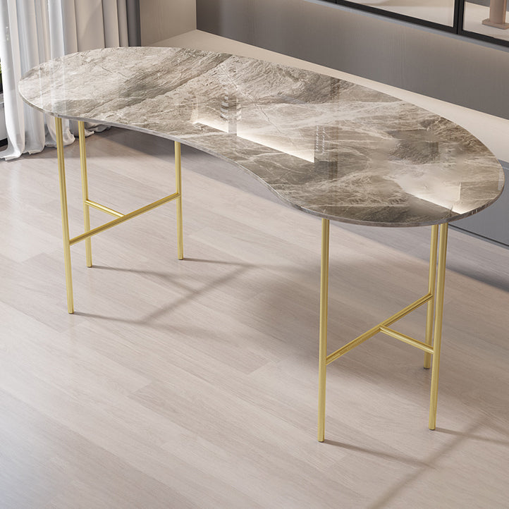 Escritorio de escritura curva glamorosa escritorio de oficina de piedra casera con patas de metal