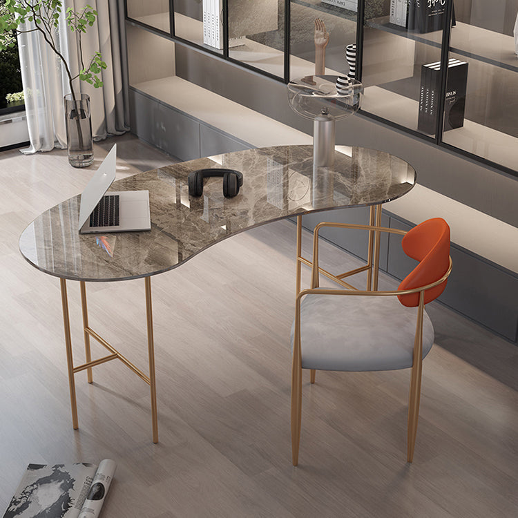 Escritorio de escritura curva glamorosa escritorio de oficina de piedra casera con patas de metal