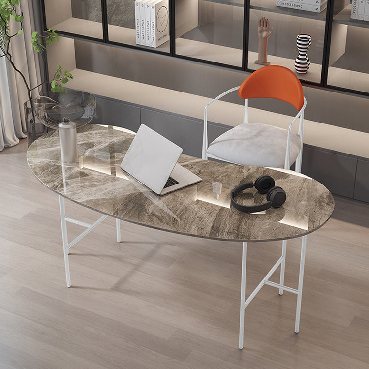 Escritorio de escritura curva glamorosa escritorio de oficina de piedra casera con patas de metal