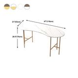 Escritorio de escritura curva glamorosa escritorio de oficina de piedra casera con patas de metal