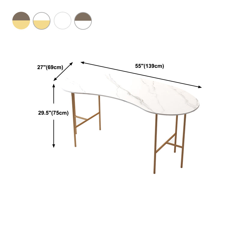 Escritorio de escritura curva glamorosa escritorio de oficina de piedra casera con patas de metal