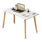 Modern White and Brown Office Desk Parsons Wooden Curved Writing Desk for Bedroom 31"L x 16"W x 28"H White No Drawer Clearhalo 'furn' 'furn_office_desk' 'Furniture' 'Office Desks' 'Office Furniture' 'office_desk' 6005070
