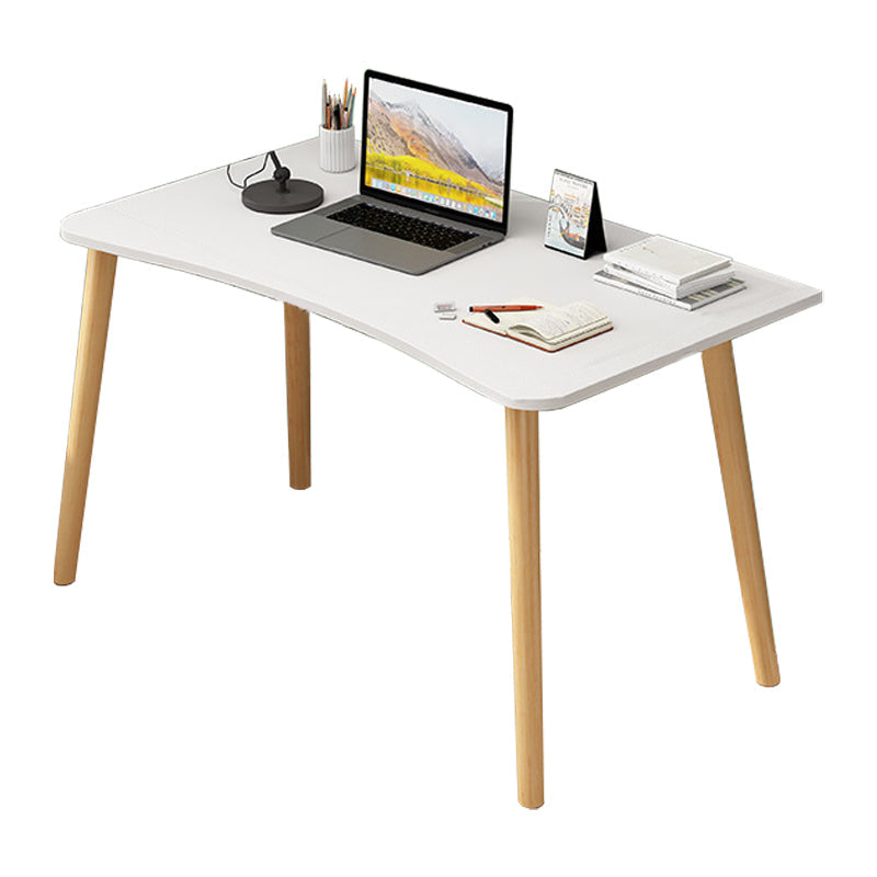 Modern White and Brown Office Desk Parsons Wooden Curved Writing Desk for Bedroom 31"L x 16"W x 28"H White No Drawer Clearhalo 'furn' 'furn_office_desk' 'Furniture' 'Office Desks' 'Office Furniture' 'office_desk' 6005070