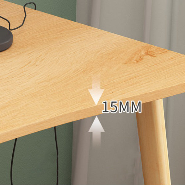 Modern White and Brown Office Desk Parsons Wooden Curved Writing Desk for Bedroom Clearhalo 'furn' 'furn_office_desk' 'Furniture' 'Office Desks' 'Office Furniture' 'office_desk' 6005073