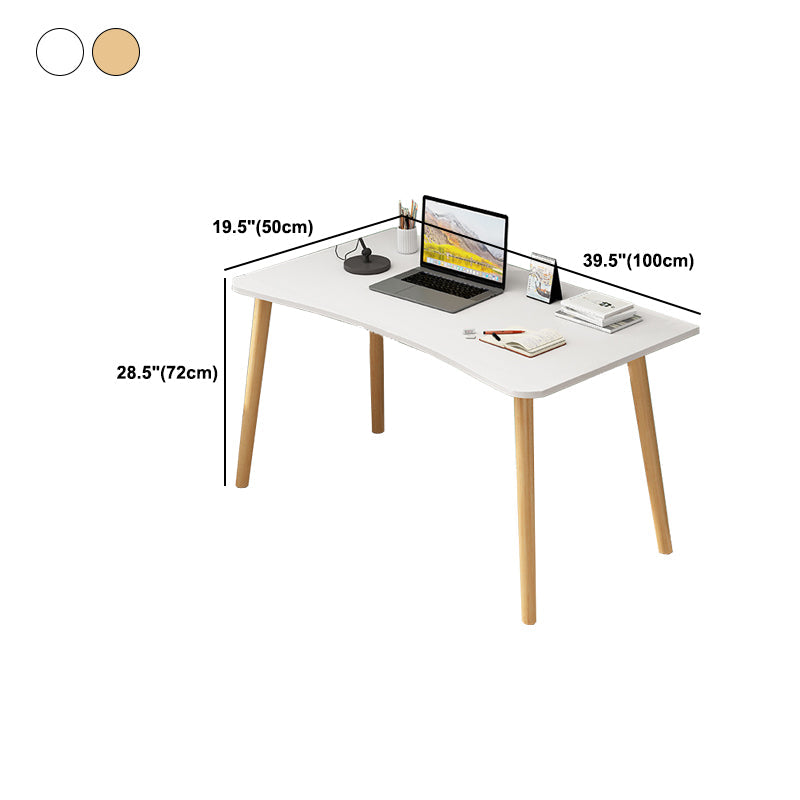 Modern White and Brown Office Desk Parsons Wooden Curved Writing Desk for Bedroom Clearhalo 'furn' 'furn_office_desk' 'Furniture' 'Office Desks' 'Office Furniture' 'office_desk' 6005088