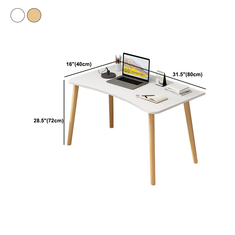 Modern White and Brown Office Desk Parsons Wooden Curved Writing Desk for Bedroom Clearhalo 'furn' 'furn_office_desk' 'Furniture' 'Office Desks' 'Office Furniture' 'office_desk' 6005090