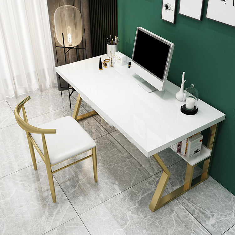 Glam Dormitory Writing Desk Rectangular Writing Desk with Metal Legs Clearhalo 'furn' 'furn_office_desk' 'Furniture' 'Office Desks' 'Office Furniture' 'office_desk' 6005096