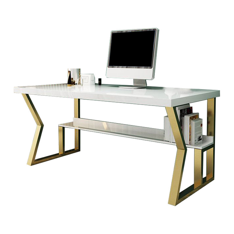 Glam Dormitory Writing Desk Rectangular Writing Desk with Metal Legs No Drawer Clearhalo 'furn' 'furn_office_desk' 'Furniture' 'Office Desks' 'Office Furniture' 'office_desk' 6005098