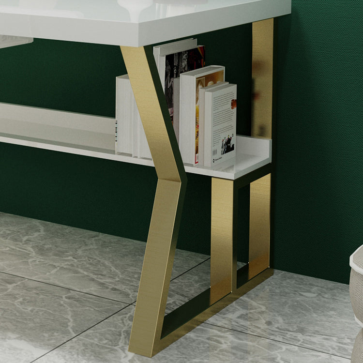 Glam Dormitory Writing Desk Rectangular Writing Desk with Metal Legs Clearhalo 'furn' 'furn_office_desk' 'Furniture' 'Office Desks' 'Office Furniture' 'office_desk' 6005099