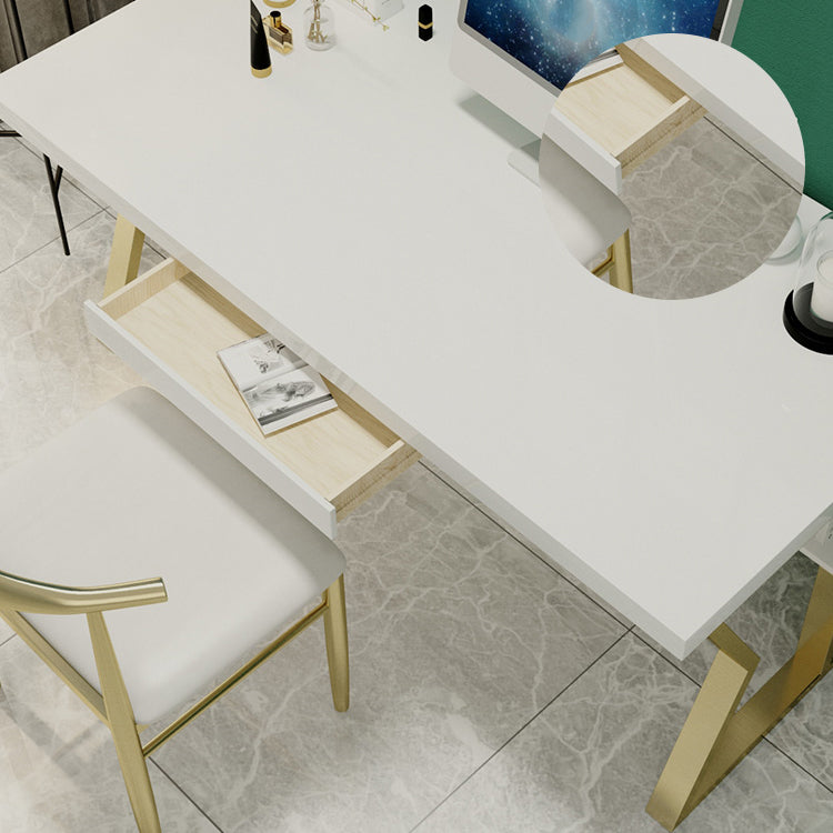 Glam Dormitory Writing Desk Rectangular Writing Desk with Metal Legs Clearhalo 'furn' 'furn_office_desk' 'Furniture' 'Office Desks' 'Office Furniture' 'office_desk' 6005100