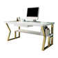 Glam Dormitory Writing Desk Rectangular Writing Desk with Metal Legs Drawers Clearhalo 'furn' 'furn_office_desk' 'Furniture' 'Office Desks' 'Office Furniture' 'office_desk' 6005103