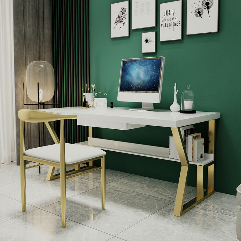 Glam Dormitory Writing Desk Rectangular Writing Desk with Metal Legs Clearhalo 'furn' 'furn_office_desk' 'Furniture' 'Office Desks' 'Office Furniture' 'office_desk' 6005106