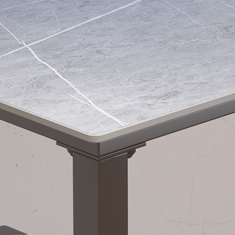 Escritorio de escritura de piedra gris contemporánea Desk de oficina de lanar en trineo L para hogar