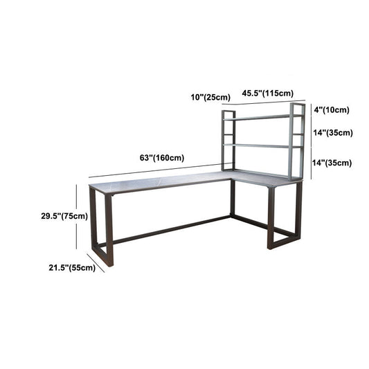 Escritorio de escritura de piedra gris contemporánea Desk de oficina de lanar en trineo L para hogar